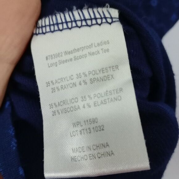 32 Degrees Heat Long Slve Scoop Neck T Shirt Athletic Blue Floral Weatherproof L - Picture 7 of 7